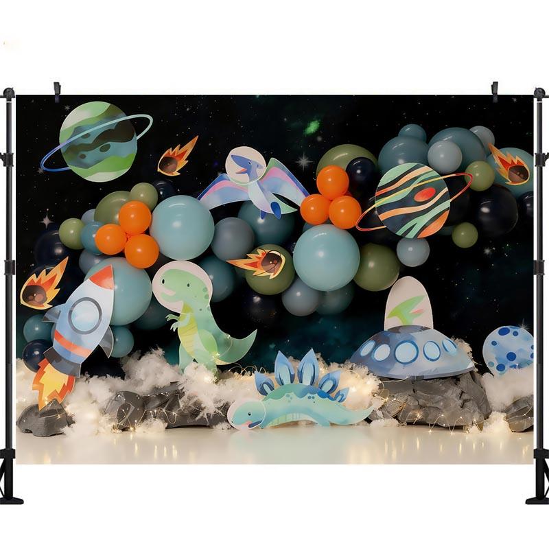 LS Deep Blue Sky Backdrops Cake Smash Child Baby Photo Props Adult Kids Decors Star Astronauts Photography Studio Backgrounds