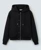 Piari Heavy Cotton Two-Way Button Zip-Up Hoodie (Black)