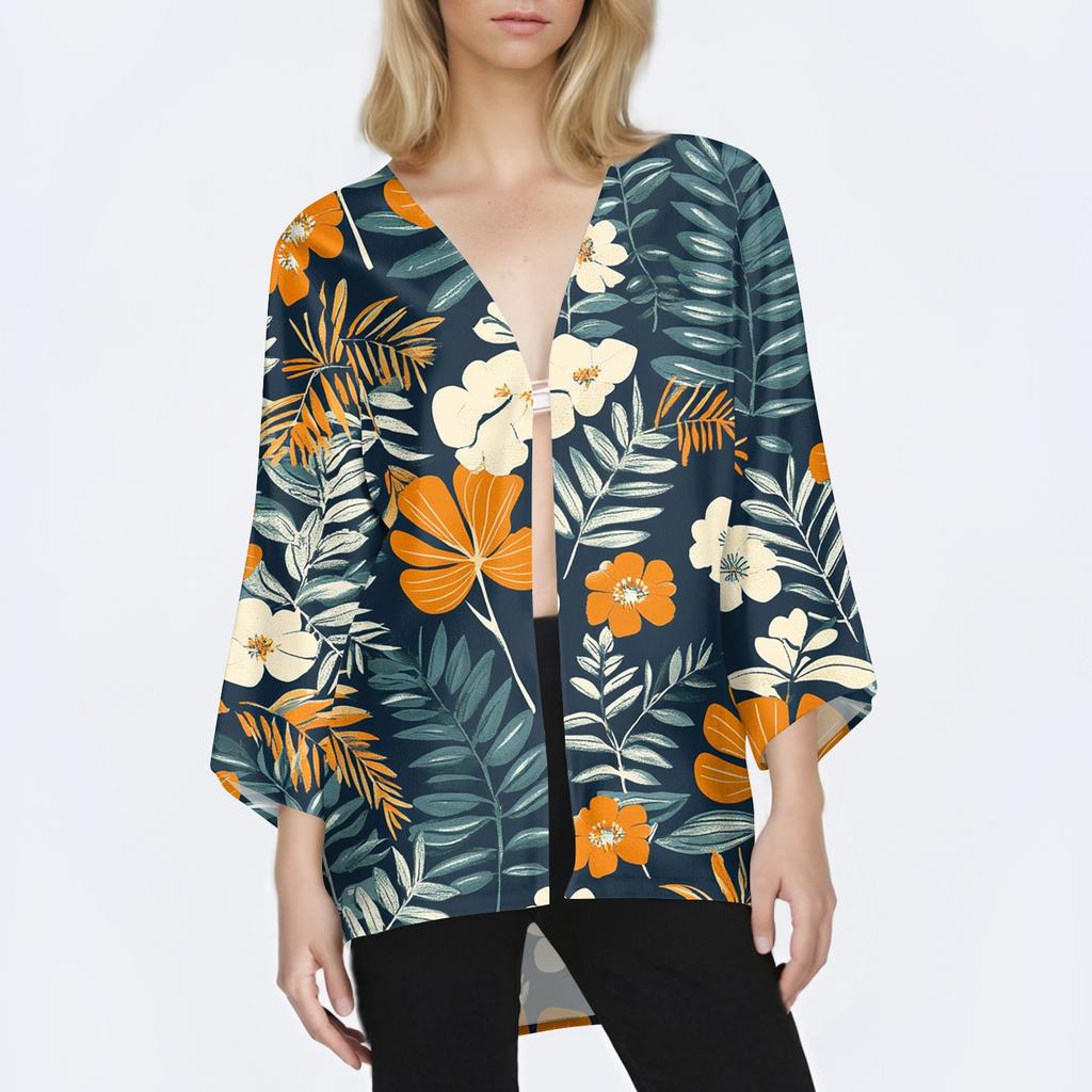 Women's Casual Fashion Printed Lightweight Mid-length Jacket Cardigan