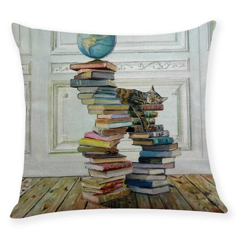 Ny Konst Mural Kattunge Tryck Serie Kuddfodral för Soffa Djurdesign Retro Kuddfodral Heminredning Kuddöverdrag 45x45 cm