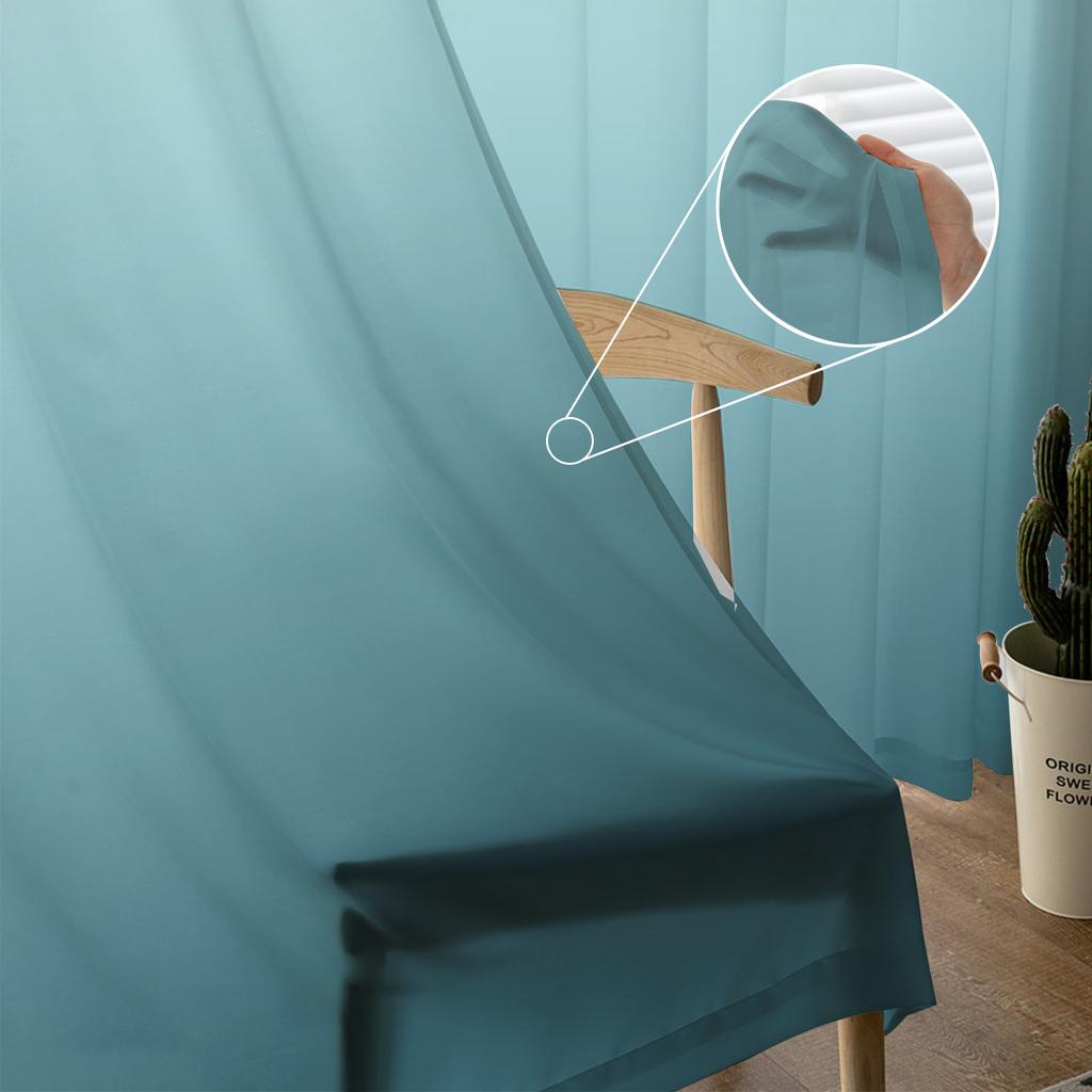 Turquoise Brown Gradient Sheer Curtains for Living Room Decoration Window Curtains for Kitchen Tulle Voile Organza Curtains