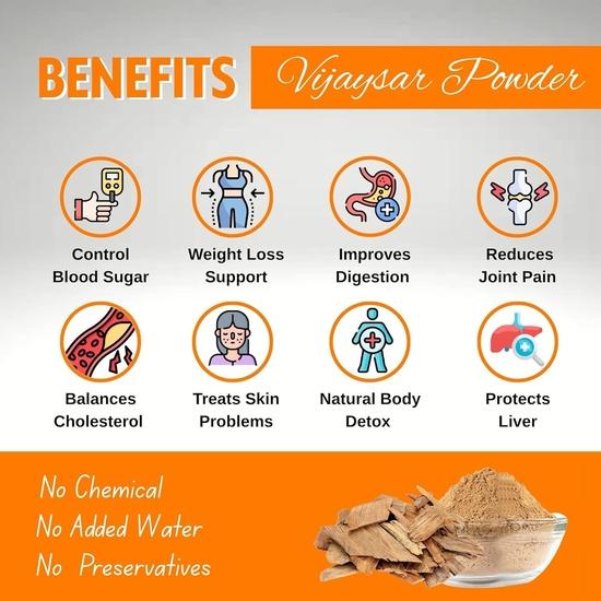 Birju Mahavir Vijaysar Powder - Indian Kino - Pterocarpus Marsupium 1 Kg, Natural (BMKB-47)