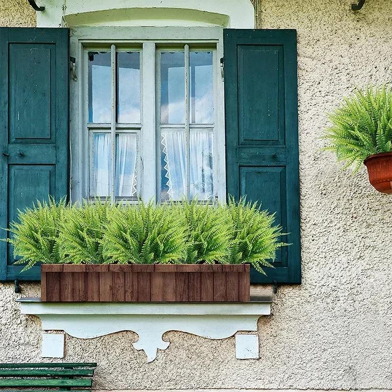 2-32PCS Indoor Greenery Artificial Fern Faux Plants Shrubs Green UV Resistant for Home Office Garden Decor Faux Arrangements