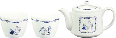 World Create Moomin Pot & Cup, Hasami Ware, Moomin, Little My, and Snufkin, Set of 3, Blue Country Series, 14733
