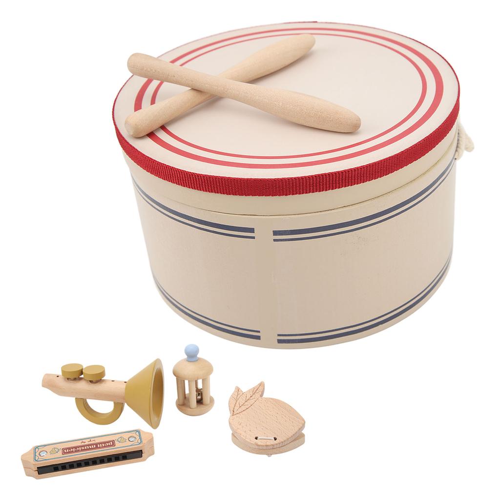 Kids Musical Instruments Simulation Early Education Drum Wood Stick Handbell Trumpet Castanet