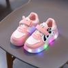 Spring Kids Panda Cartoon LED Light Up Sneakers Casual Flat Shoes For Boys Girls Age 1-6 Years Old Comfortable Walking Shoes