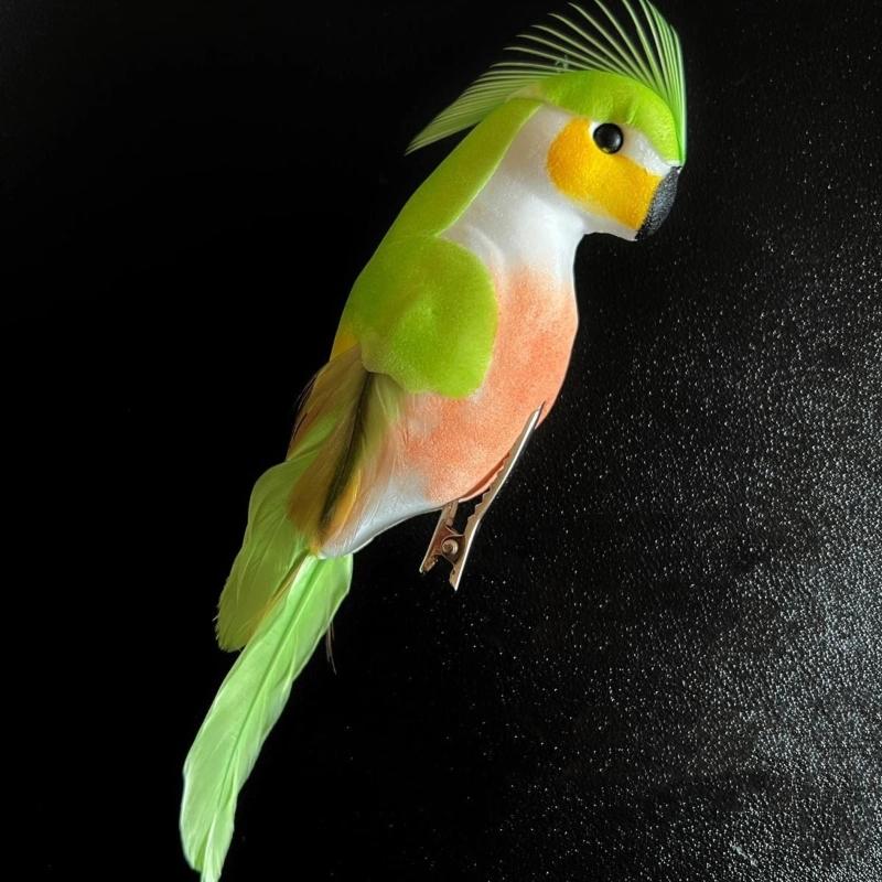 1Pcs Miniature Feather Lawn Doll Ornaments 15cm Creative Handmade Simulation Parrot Animal Bird Garden Props Decoration