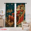 2 Stück, 2D-Flachdruck Druckvorhänge Weihnachtsmann Geschenk Polyestergewebe (ohne Stange) Ganzjährig Ideal für verschiedene Raumtypen