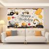 One party banner a photo prop for a building-themed birthday backdrop decoration polyester banner decoration.