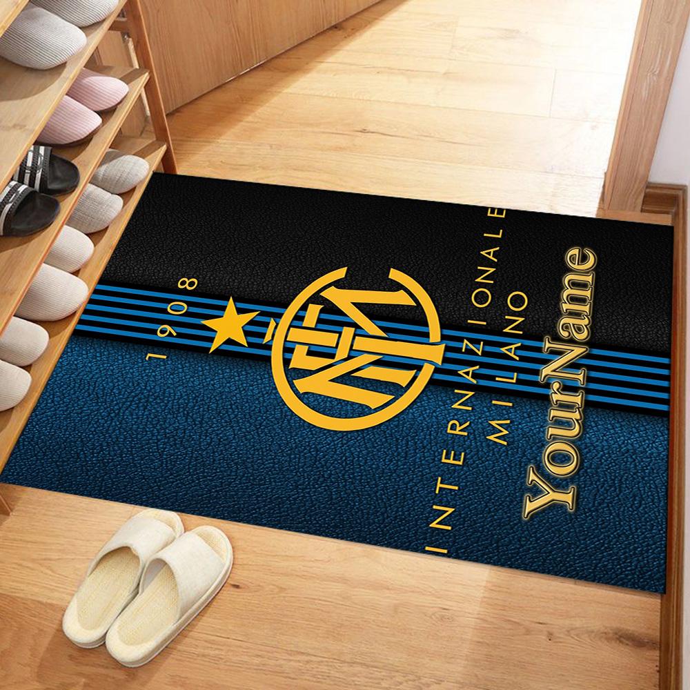 Inter Milan Personalized Name Carpet Perfect for Entryway Study room Foyer Hallway Antislip Carpet Anime Office Decor Perfect Gift for Friends & Famil