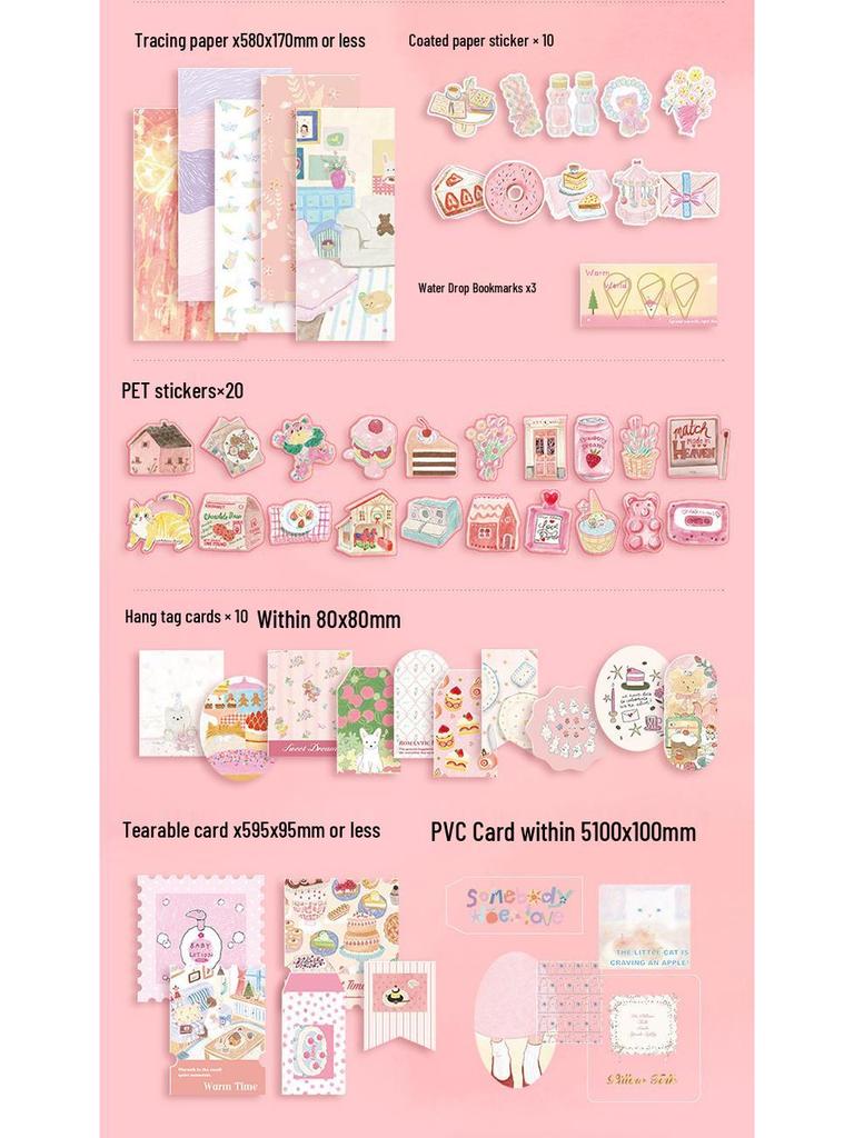 Xin Mo Nuan Ji Hand Account Book Gift Set: Leisure Cultural & Creative Student Stationery with Stickers & Tape