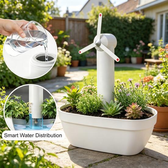 Spinning Windmill Plant Waterer Planter Insert Windmill Hydrator Decorative Automatic Plant Irrigation Spike for Indoor Outdoor Potted Plants