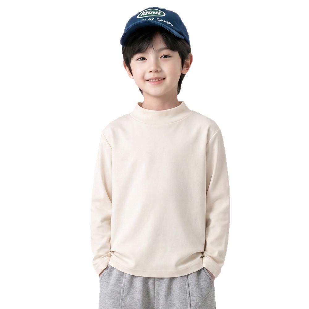 Muno Boys' Korean Style Versatile Half-High Neck Warm Top for Autumn/Winter