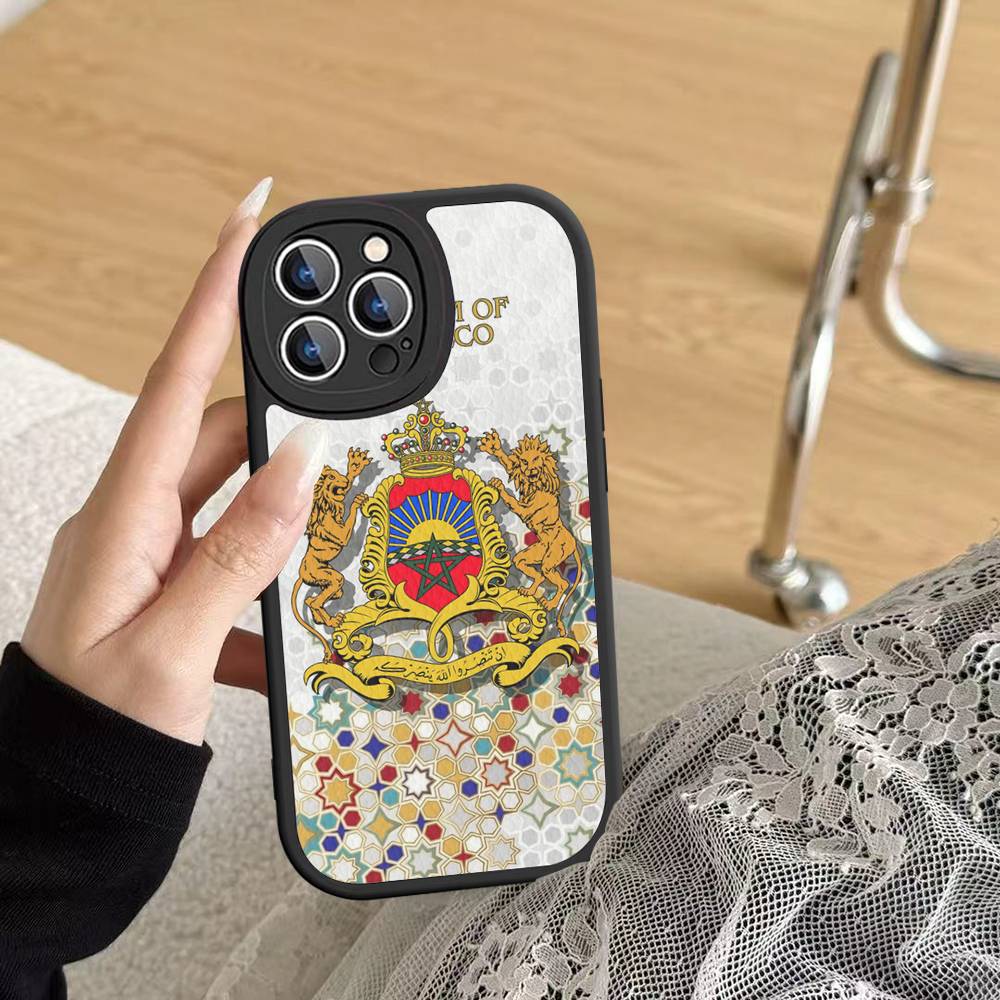 Morocco Map Flag For IPhone 16 15 14 13 12 11 Pro Max Plus Shockproof Leather Soft Phone Cover