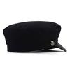 Fashion PU Leather Military Hat Sailor Hats For Women Flat Top Captain Cap Travel Cadet Hat