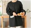 Long Sleeve Pure Cotton Cartoon Smock: Stain-Resistant Apron for Painting, Coffee Shops, and Home Kitchen Use.