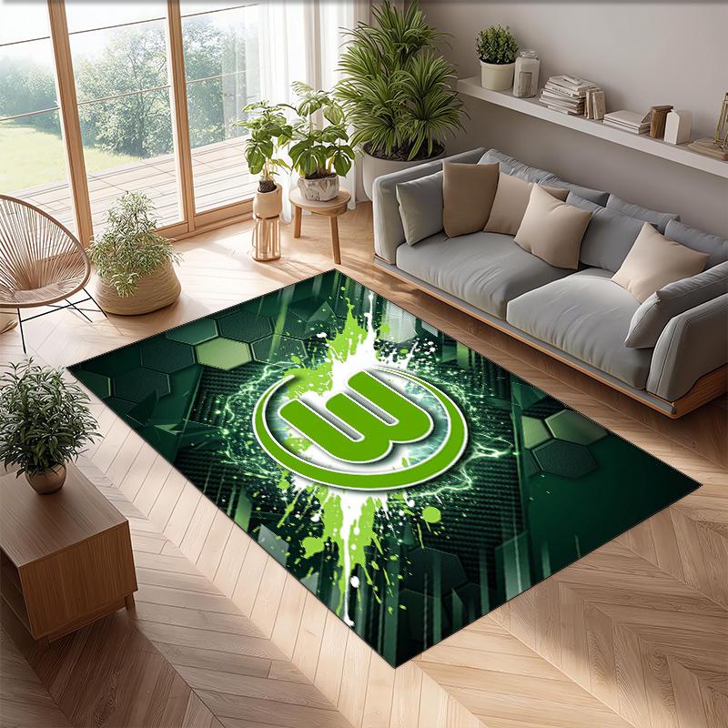 VfL Wolfsburg FC Fußball Muster Weicher Teppich Rutschfester Indoor Bodenbelag Sport Dekor Matte für Schlafzimmer