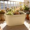 Multipurpose Rustic Iron Flower Pot Vintage with Drainage Flower Container with Handle Plant Pot Windowsill