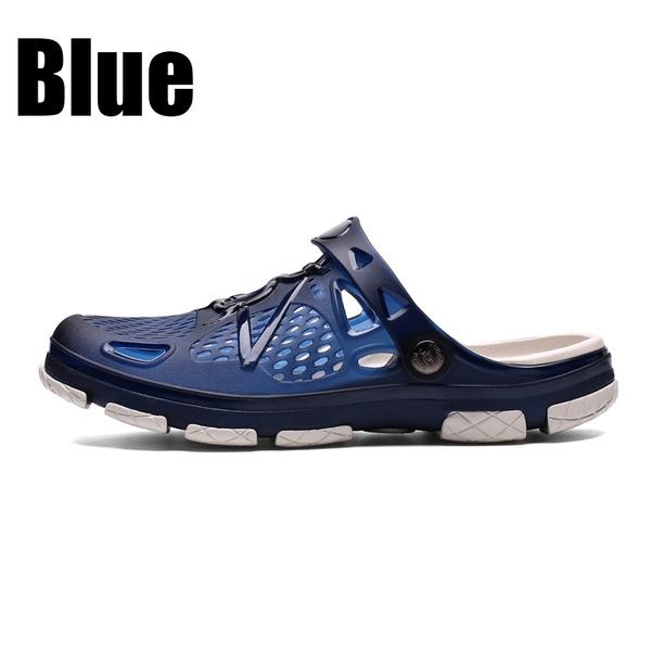 

Чоловічі повсякденні літні дихаючі босоніжки Порожнисті босоніжки на плоскій підошві Пляжне взуття Босоніжки для прогулянок Автентична модна взуття 45 синій