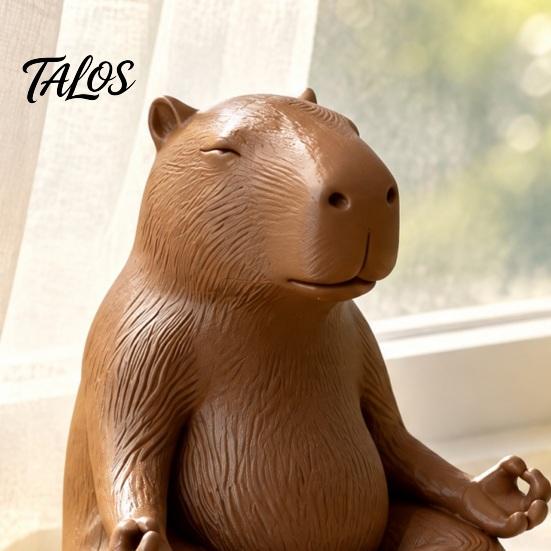 Relaxing Room Accessory Meditating Capybara Figurine, 3D Printed Yoga Statue, Zen Minimalist Home Decor Animal Ornament for Office Shelf Decoration