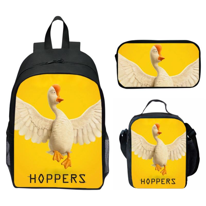 Hoppers Biber Metamorphose Druck 3-teiliges Set Schulrucksack Brottasche Federmäppchen Cartoon Schüler Set