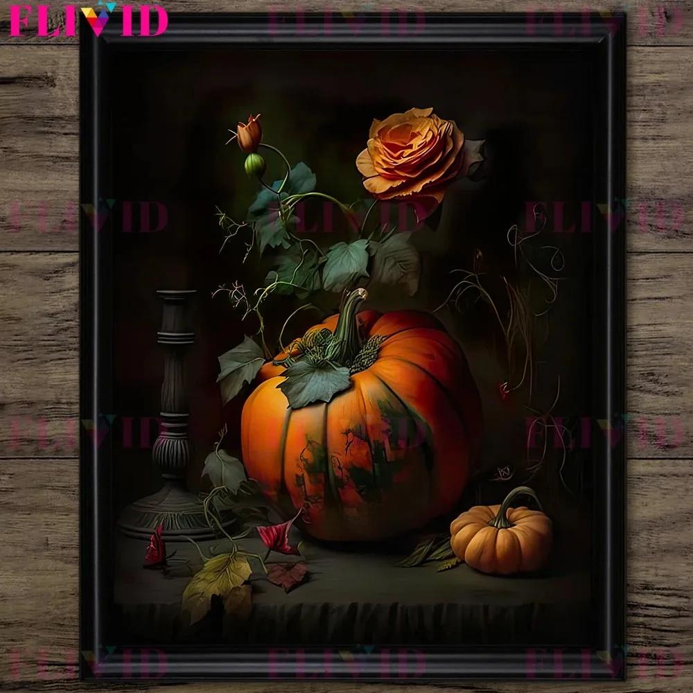Dunkler Waldpilz und Vintage Rosa Rosen Vintage Wandkunst Druck Dunkel Botanisch Hexerei Gotischer Druck Wohnzimmer Dekoration