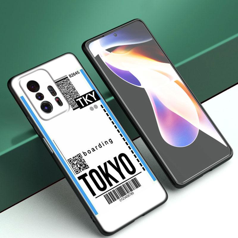 Travel Ticket Label Paris Phone Case For Xiaomi Mi A2 8 9 SE Note 10 10T 11 12 Lite 9T 11T 12S 12T Pro A3 6X 12X TPU Black Cover