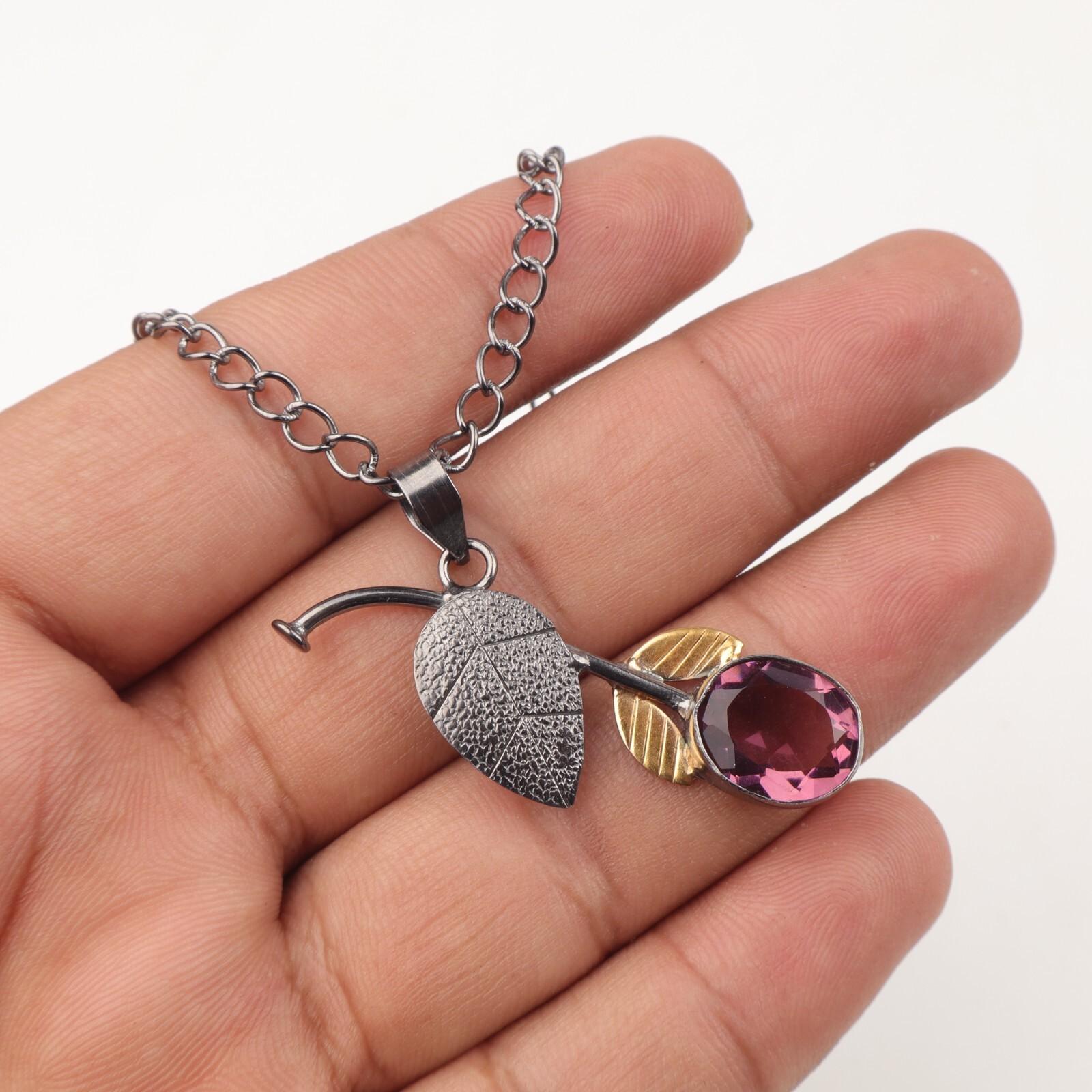 

Кулон из стерлингового серебра 925 пробы с родолитом, стильное украшение, подарок на годовщину PP-55-3