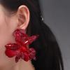 Orecchini a Fiore Grande di Lusso Collana con Fiore Rosso Bracciale Anelli Gioielli da Donna