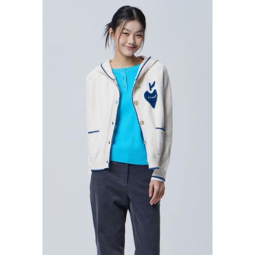 Benetton Heart Apple Point Hooded Cardigan Bakcf1611