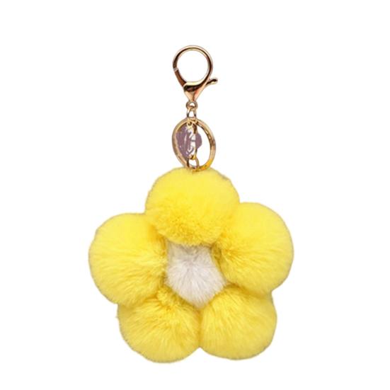 Lightweight Bag Decor Plush Flower Keychain for Handbags, Five-petal Charm, Metal Key Chain Fluffy Backpack Hanging Accessory Women
