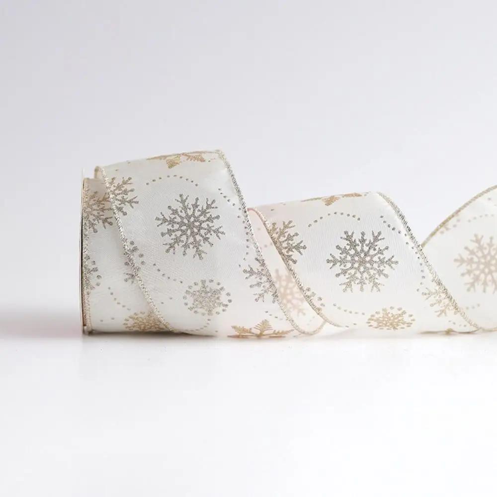 10 Yards Christmas Ribbons Imitation Hemp Material Champagne Gold Weave Ribbon Wired Edge Christmas Gift Packaging