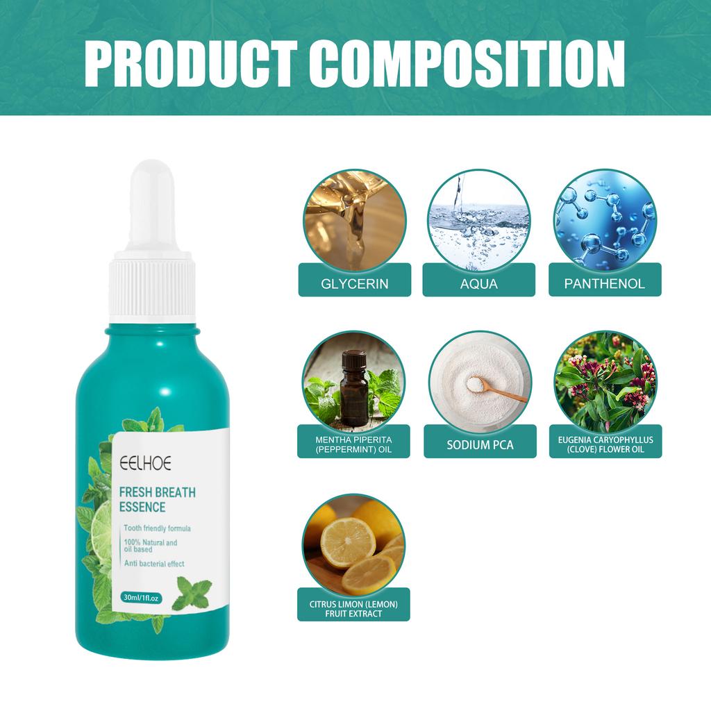 EELHOE Fresh Breath Essence - Gentle Daily Cleansing and Oral Care, Mint Flavor, Fresh Breath and Fragrance