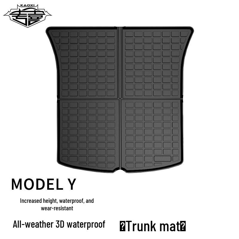2022 Tesla Model Y TPE Non-Slip Wear-Resistant Foot Pads: 5/7-Seat Front & Rear Trunk Mats