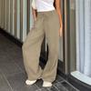 Summer Models Women's Home Daily Style Cotton Linen Drawstring Straight Basic Solid Colour Wide Leg Drape Spicy Low Waist Casual Trousers
