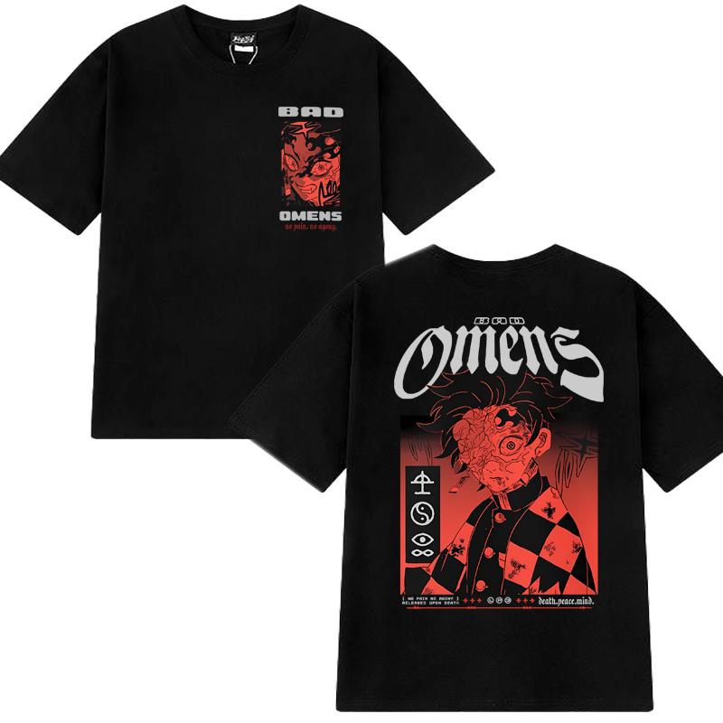 Gothic Bad Omens Démon oboustranný potisk tričko Pánské Dámské vintage Hip Hop streetwear Unisex 100% bavlna trička s krátkým rukávem