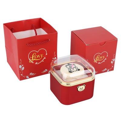 Jewelry Display Cartoon Bear Flip Ring Box Automatic Romantic Rotating Jewelry Box Cute Surprise Mechanism Box Marriage Proposal
