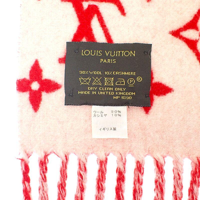 Louis Vuitton MP1890 Monogram Scarf Red/white Wool/cashmere Mens