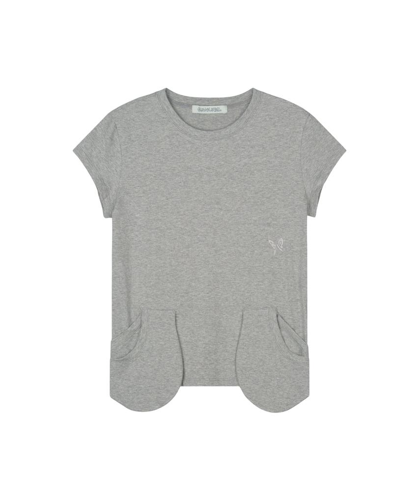 Guwolsibil Neck Layer Short Sleeve Top Gray