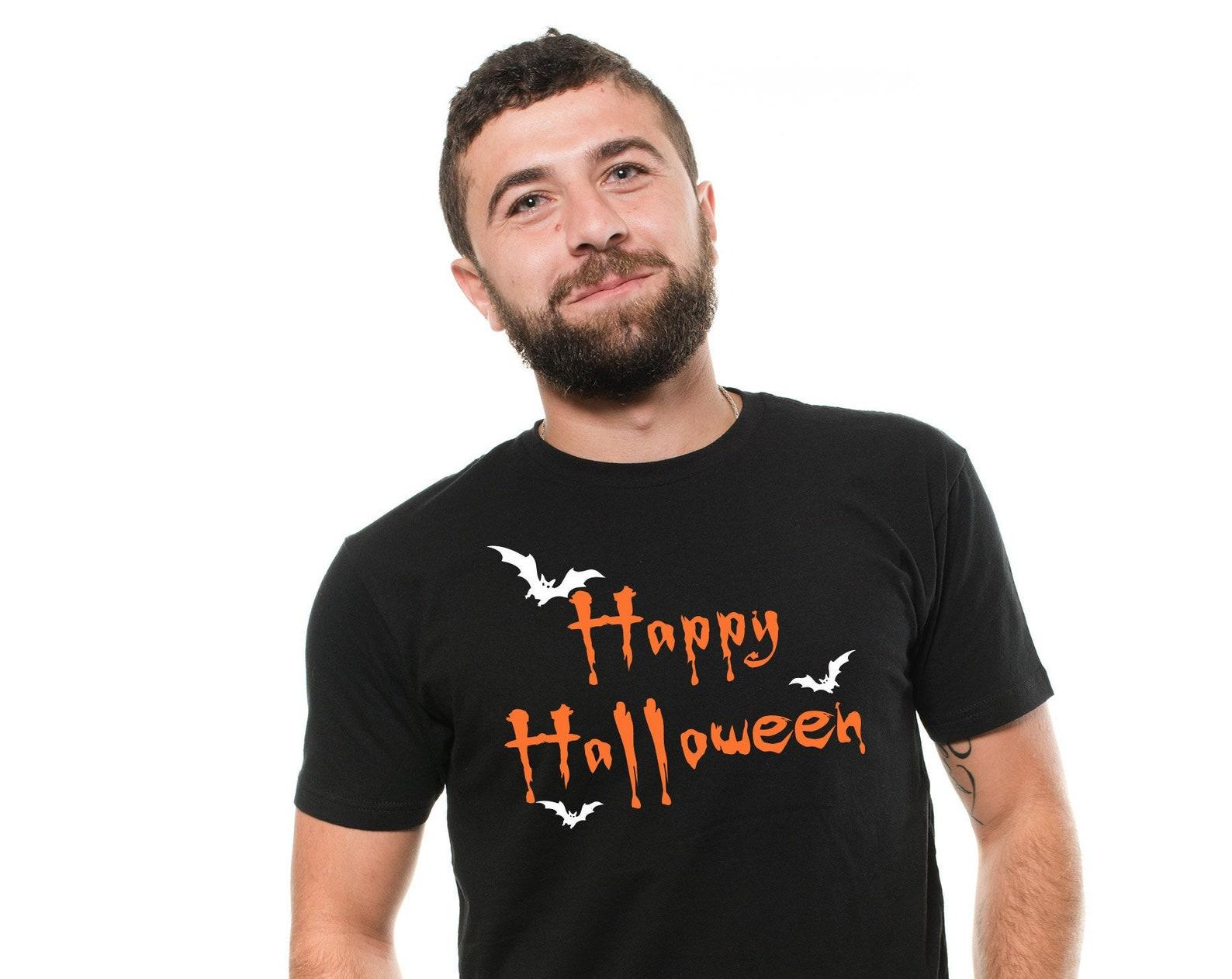 Happy Halloween Bats T-Shirt: Scary Horror Party Costume L