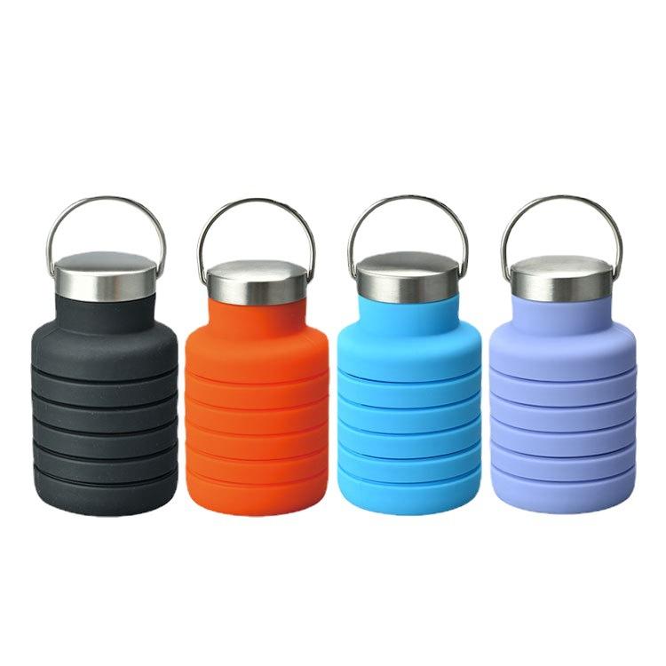 Folding Silica Gel Cup Retractable Silicone Cup for Water Athletic Travel Lightweight Water Bottle Belt Handle Athletic Outdoor Use Drinking Glass