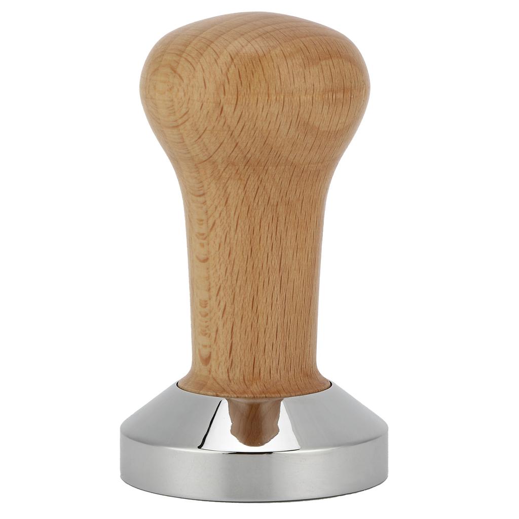 Professioneller Holz-Kaffee-Tamper Pulver-Presshammer Kaffeezubehör für Zuhause Büro 53mm Holzfarbe 53mm flache Basis