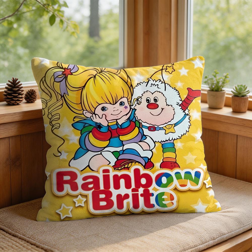 Regenbogen BBrite Niedliche Kissenhülle Quadratisch Kurzer Plüsch Kissenbezug Wohnzimmer Sofa Heimdekoration Funda X