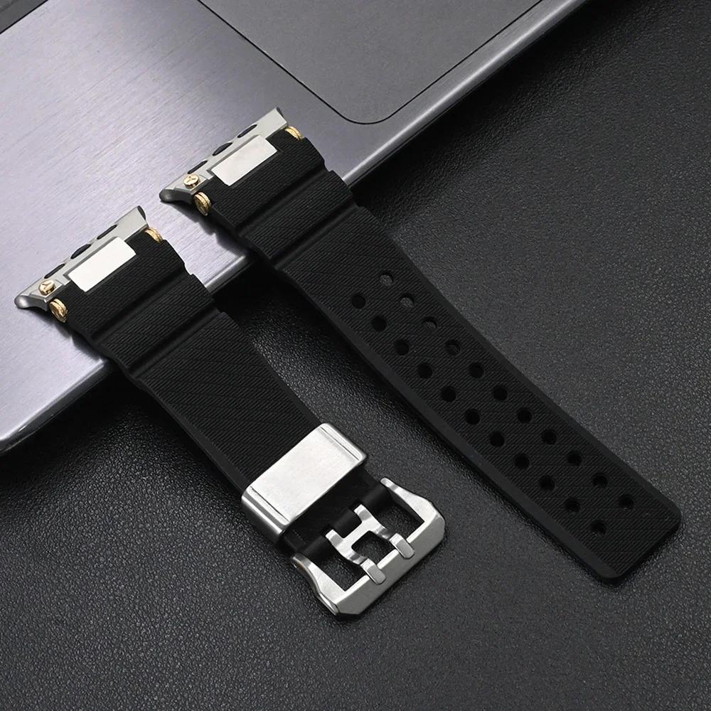 Silicone Watch Strap for Apple Watch Ultra 2 Band 49mm Sport Bracelet for Iwatch 10 46mm 9 8 7 6 Se 5 44mm 45mm Correa Wristband