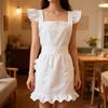 Maid Style Apron with Delicate Ruffle Edging Breathable Polyester Maid Costume Apron for Role Play and Daily Chores