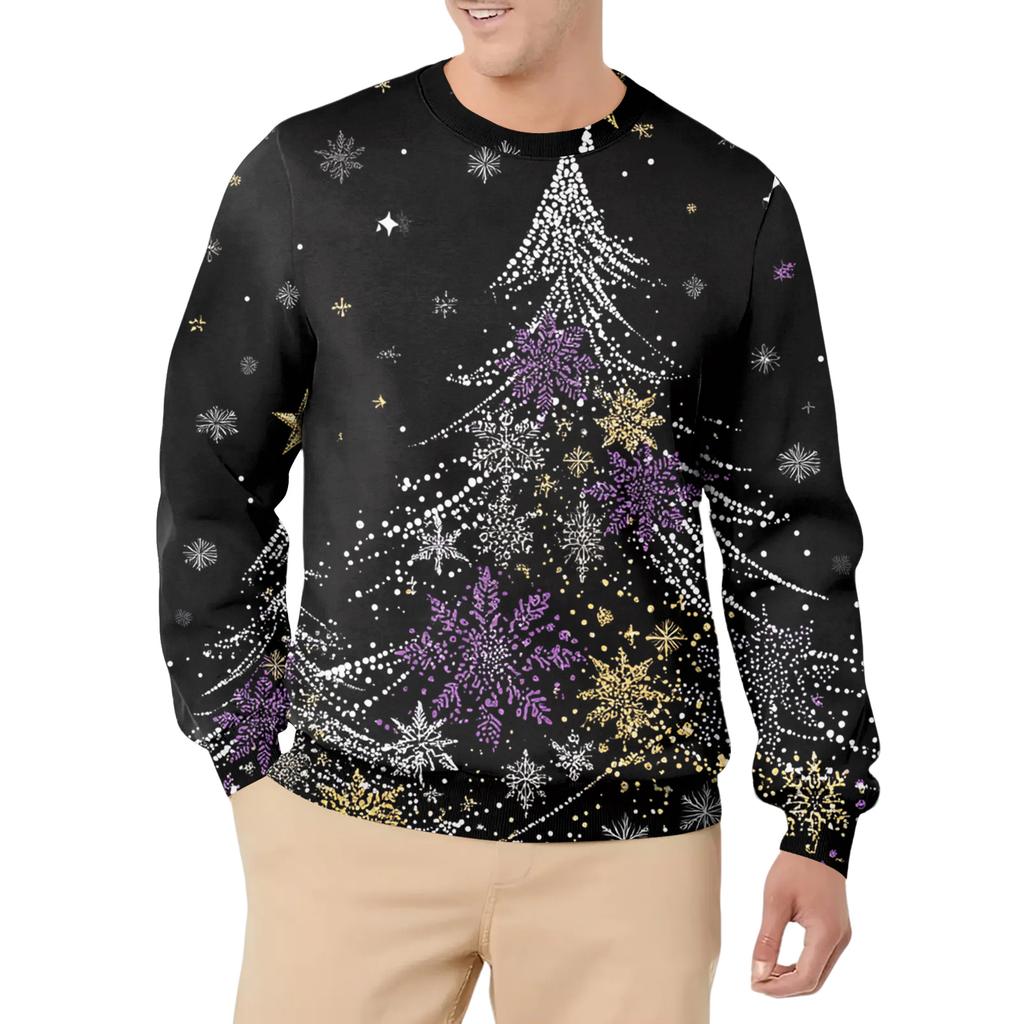 Men's Casual Fashion Printed Round Neck Pullover Sweatshirt