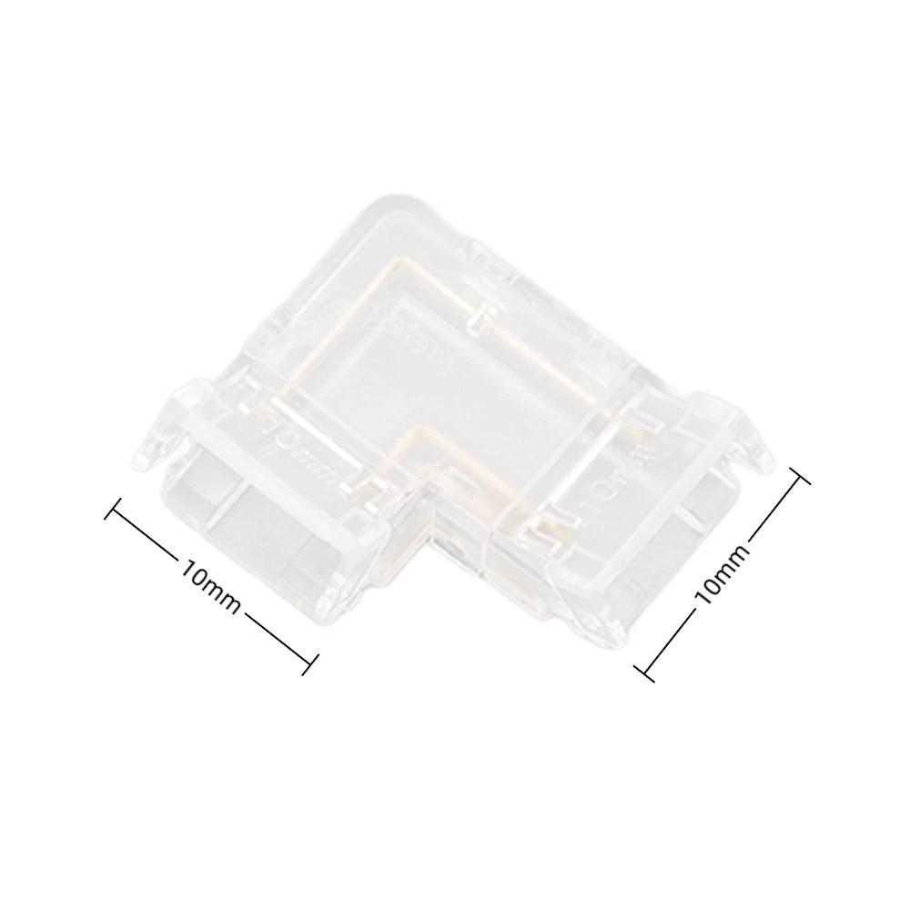 8pcs Solderless COB Connector Transparent L Shaped Connector For Double Color LED Strips
