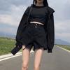 Pants Classic and Minimalist Fashion Versatile Broken Holes Thin Female High-waisted A Word Thin Loose Wide-legged Son Denim Shorts Individuality
