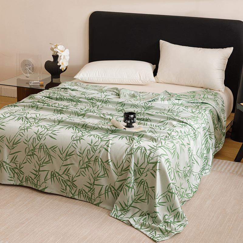 2025 New Bamboo Fiber Thin Cover Blanket, Simple Summer Air Conditioning Blanket for Single Double Bed