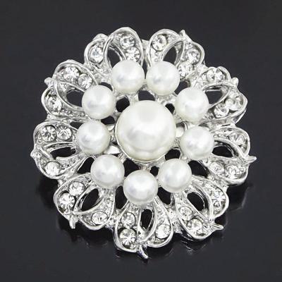 Korean Style Pearl Rhinestone Flower Brooch – Versatile Lapel Pin Accessory